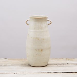 Stoneware Off White Vase with small handles with iron smudges elizabeth-renton